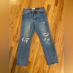 Vervet Blue Distressed Straight Leg Jeans Size 29 Stretchy Denim Medium Wash
